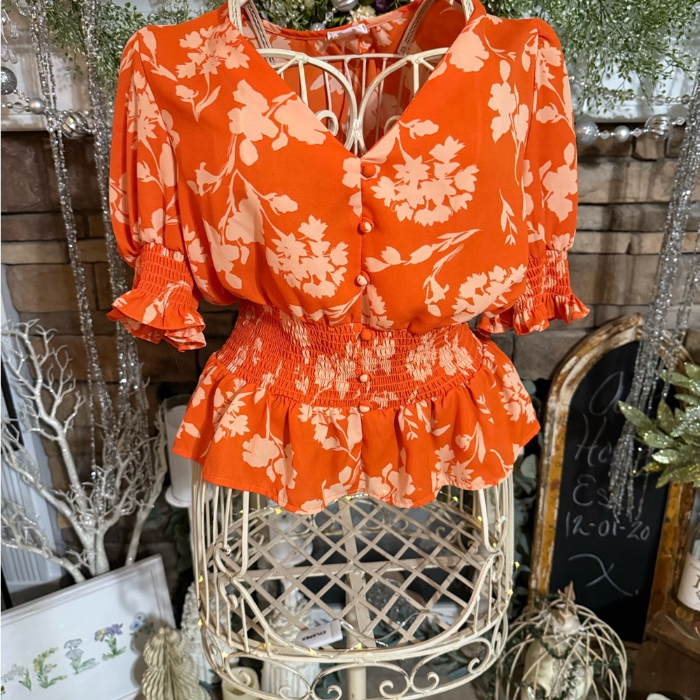 Sienna Sky Orange Floral Blouse